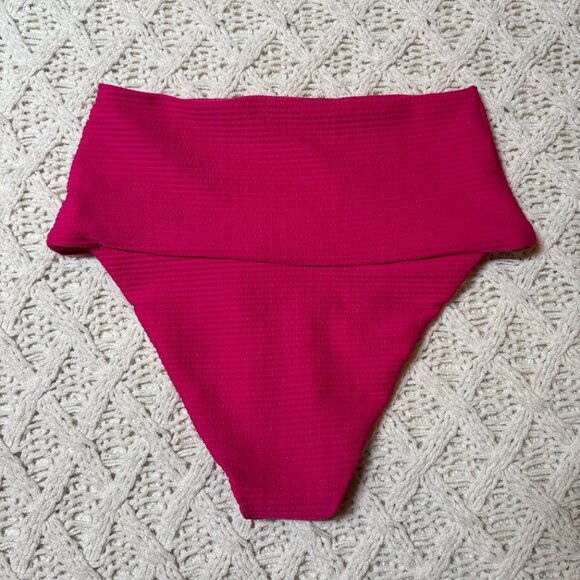 L*Space High Waist Bikini Bottom – Fuchsia‎ Pink Ribbed–S-NWOT w/hygiene sticker - Picture 5 of 6